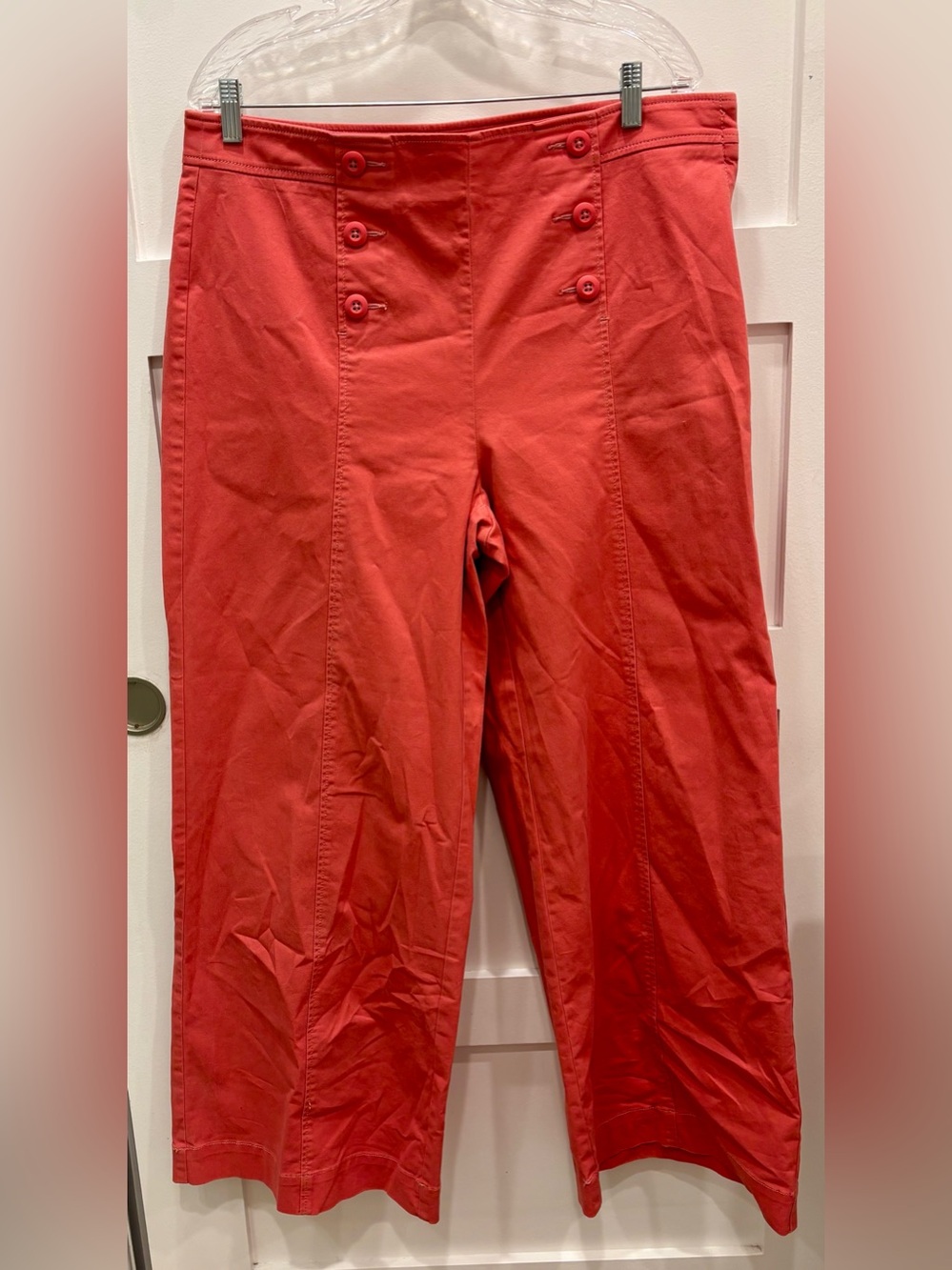 LOFT Red Cropped Sailor Pants